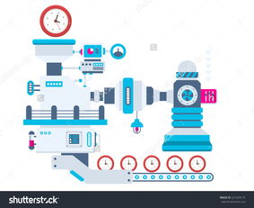 向量工業時鐘 現代工廠的平面藝術應用